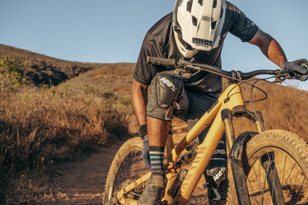 Canyon bicycles photoshoot featuring a light yellow Canyon Spectral. Photo was shot at Rancho La Costa Preserve, photo by Rob Wessels