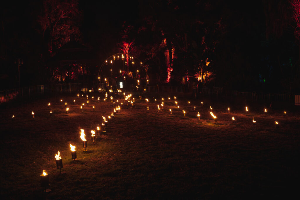 San Diego Botanical garden lightscape fire exhibit