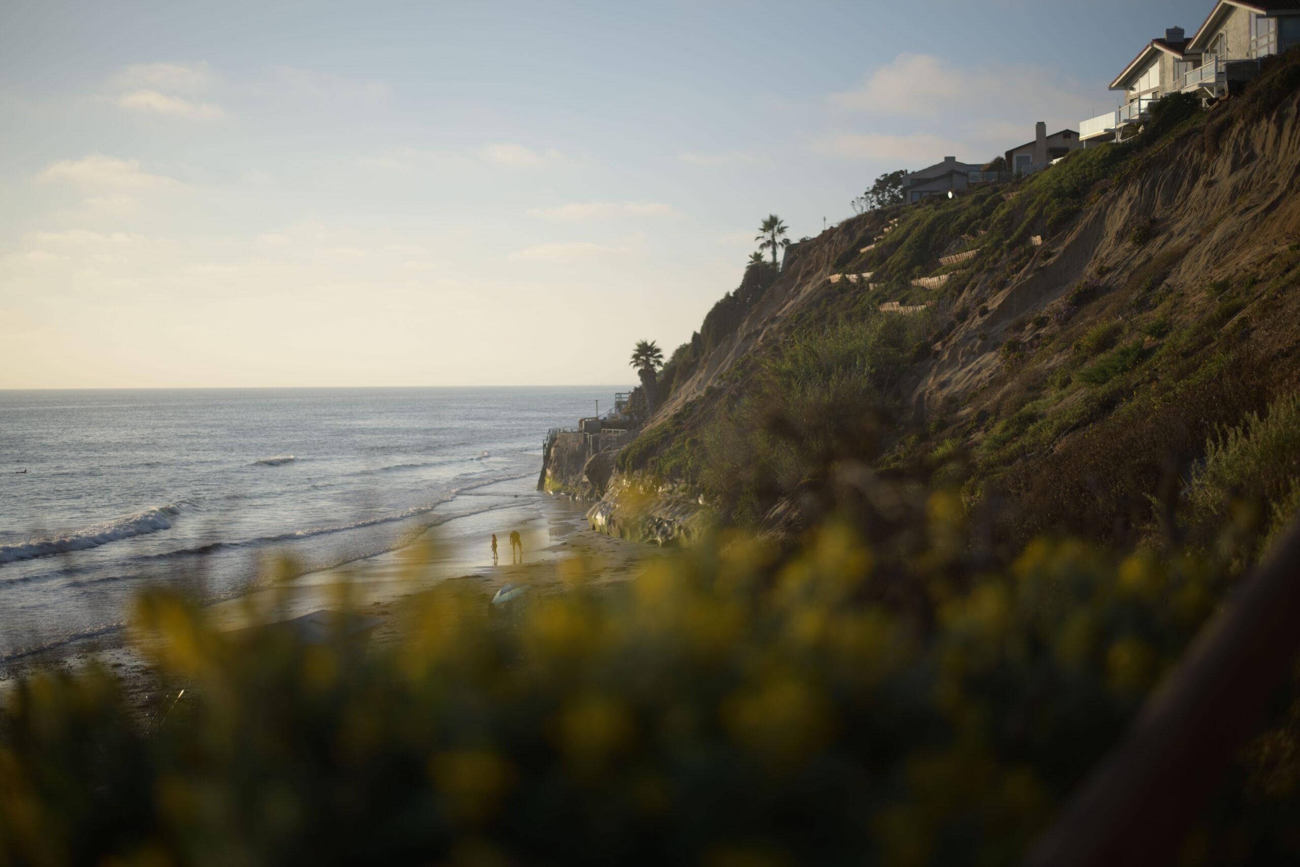 walking up the path from the beach at Beacons beach in Encinitas, looking north on a nice summer afternoon.
